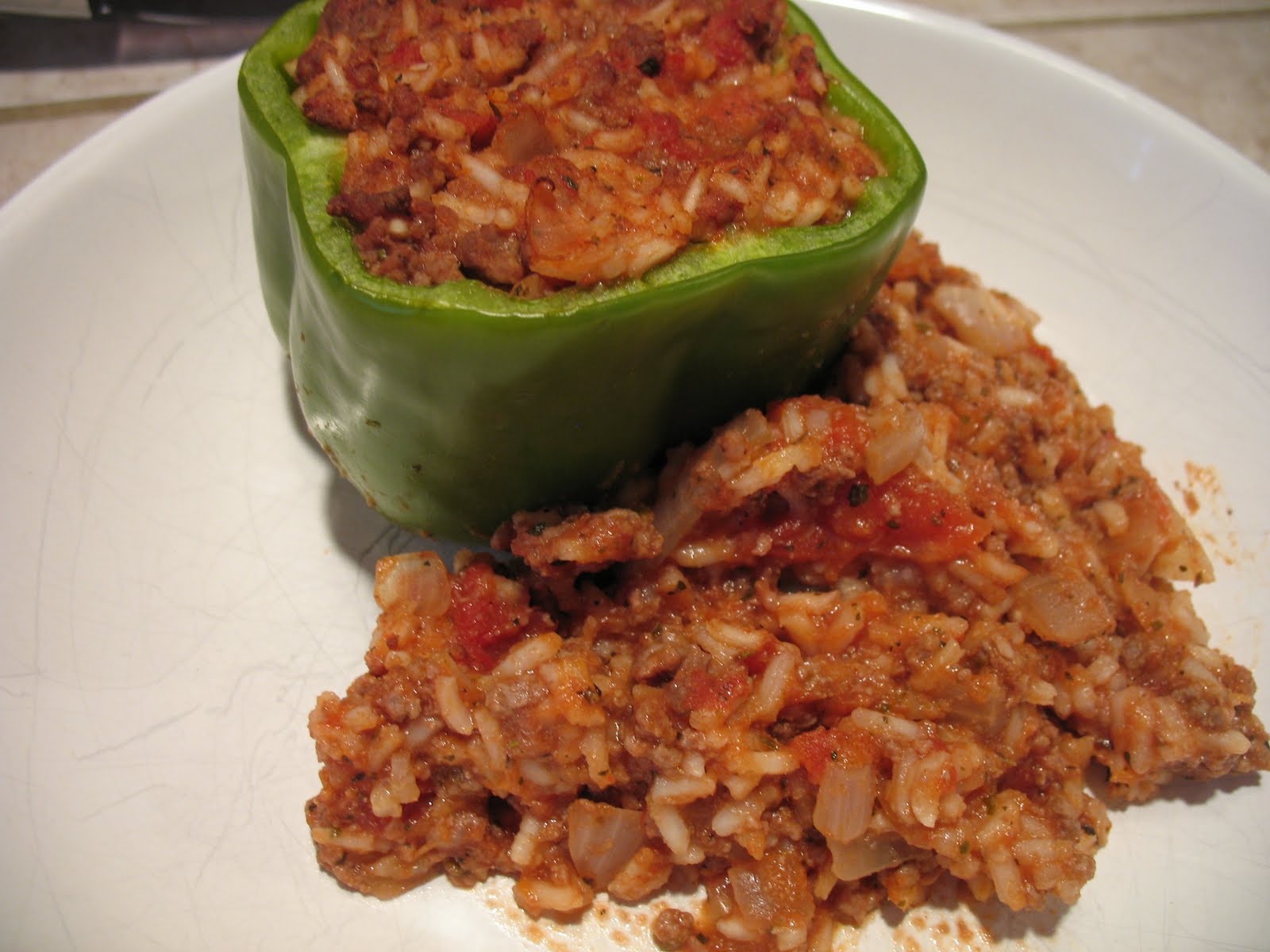 Fahey's World Stuffed Green Peppers or Spanish Rice