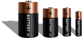 Baterías de distintos tamaños: D, C, AA, AAA