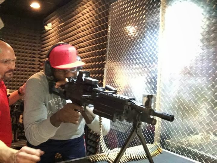 Just LeBron James shooting a M249 SAW BeltFed Machine Gun at Lock