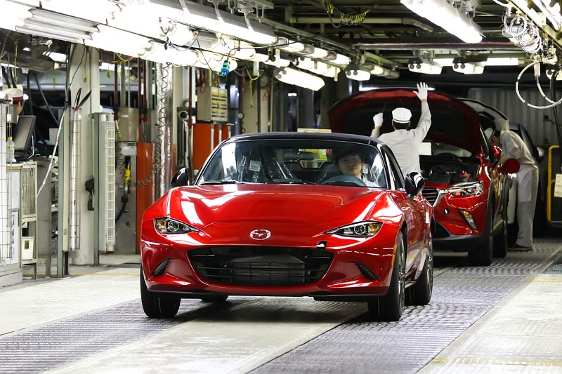 2016 Mazda Miata rolling off the assembly line