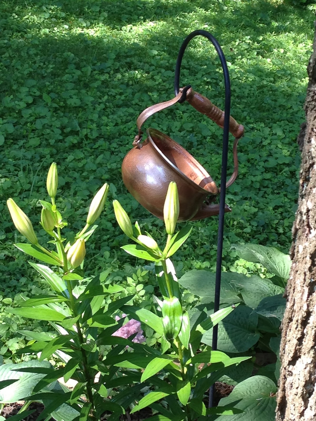 Monsoon Rains Old Tea Kettle Upcycled to Garden Water Feature