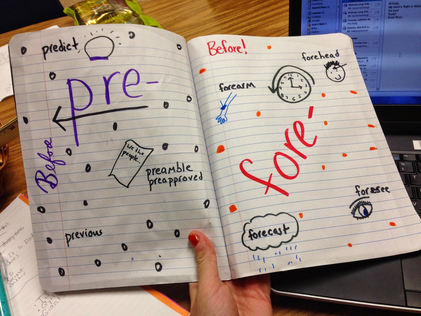 Glitter in Third Vocabulary Notebooks