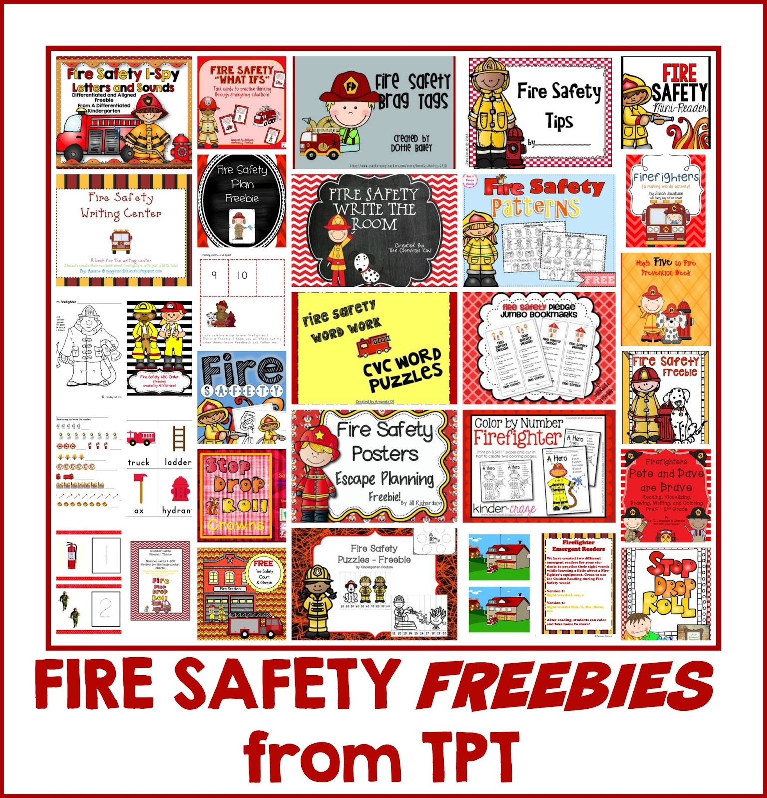 Kindergarten: Holding Hands and Sticking Together: Fire Safety FREEBIES from TPT