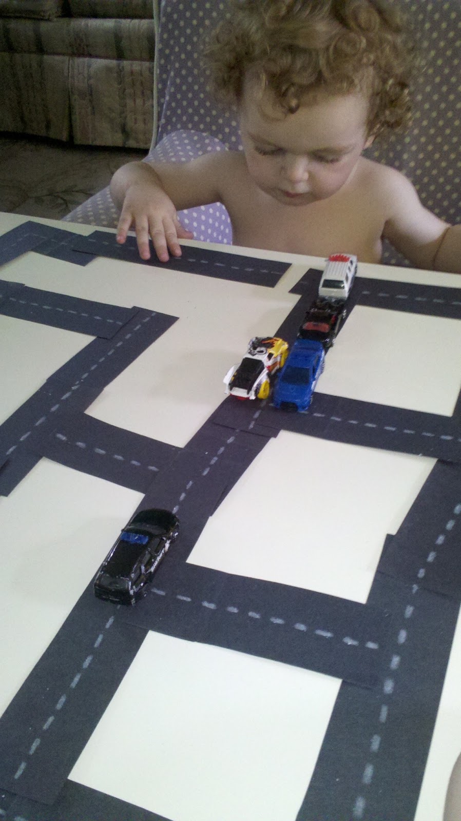 Munchkin and Bean Construction Paper Roads