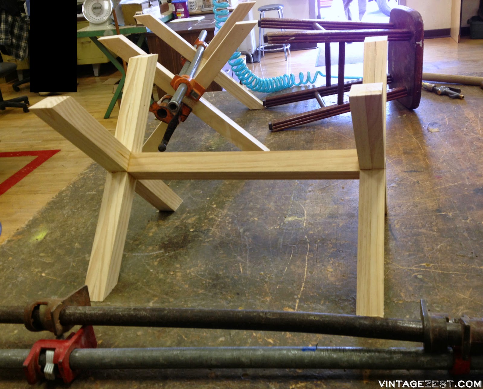 Custom X-leg Stools (Work-in-Progress!) on Diane's Vintage Zest!