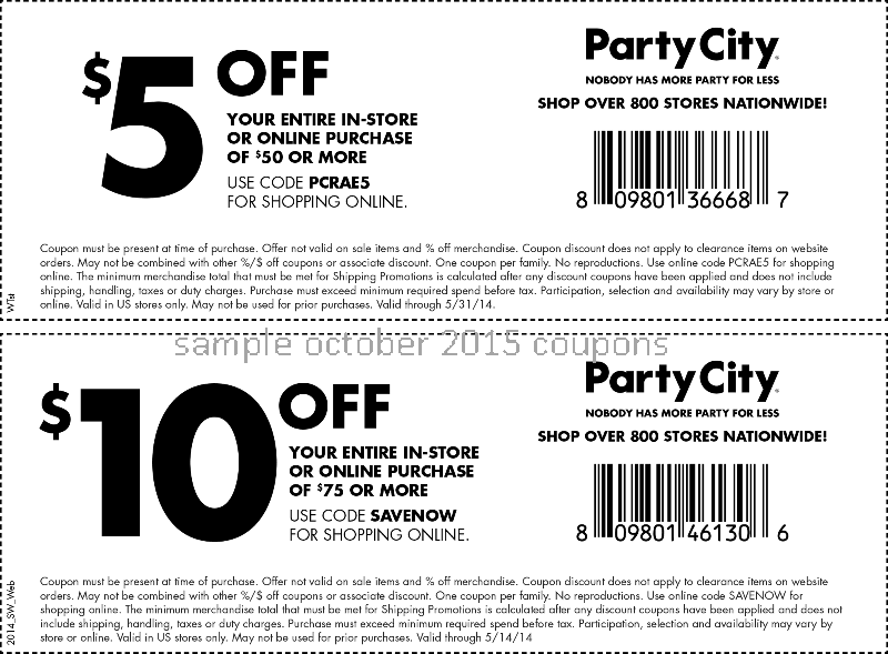 Party city coupons october 2018