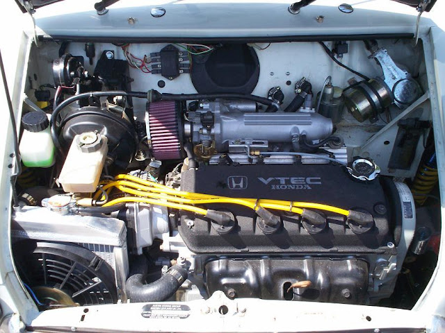 Honda engine in a classic Mini