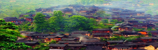 قرية صينية تشبه لوحة زيتية
