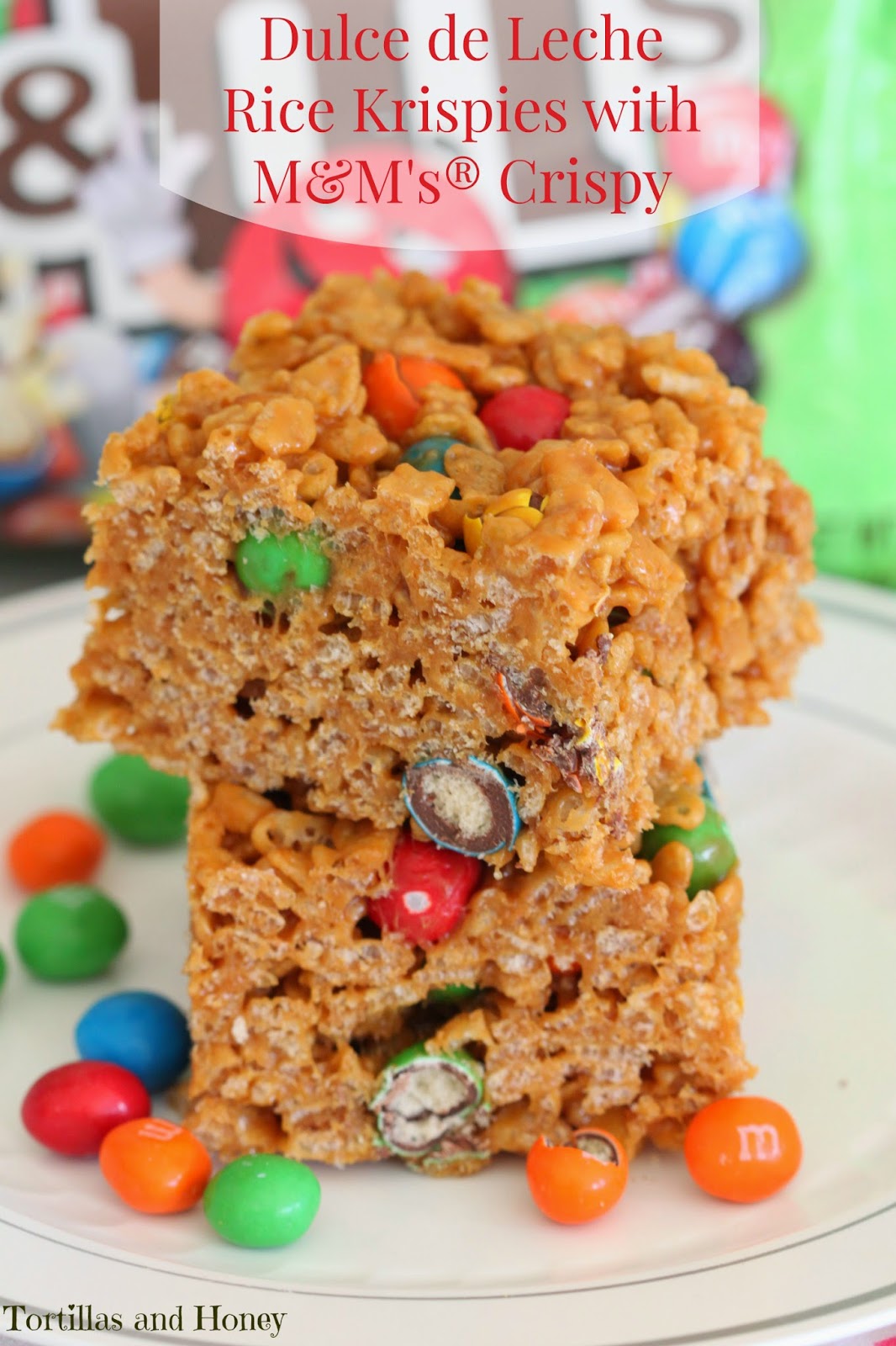 Dulce de Leche Rice Krispy Treats with M&M's® Crispy