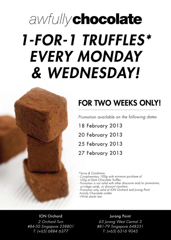 FoodieFC Awfully Chocolate 1 For 1 Truffles Promotion (20, 25 & 27
