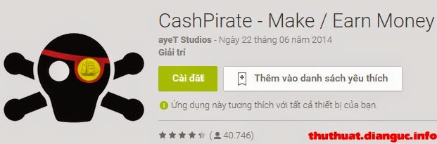 Kiếm tiền trên Android uy tín CashPrirate