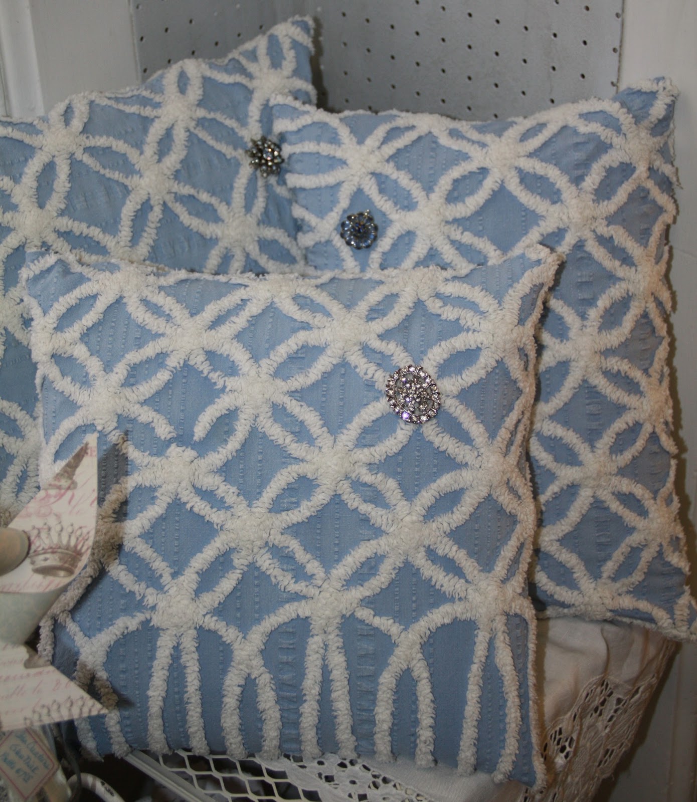 Isa Creative Musings More Vintage Chenille Pillows Painted
