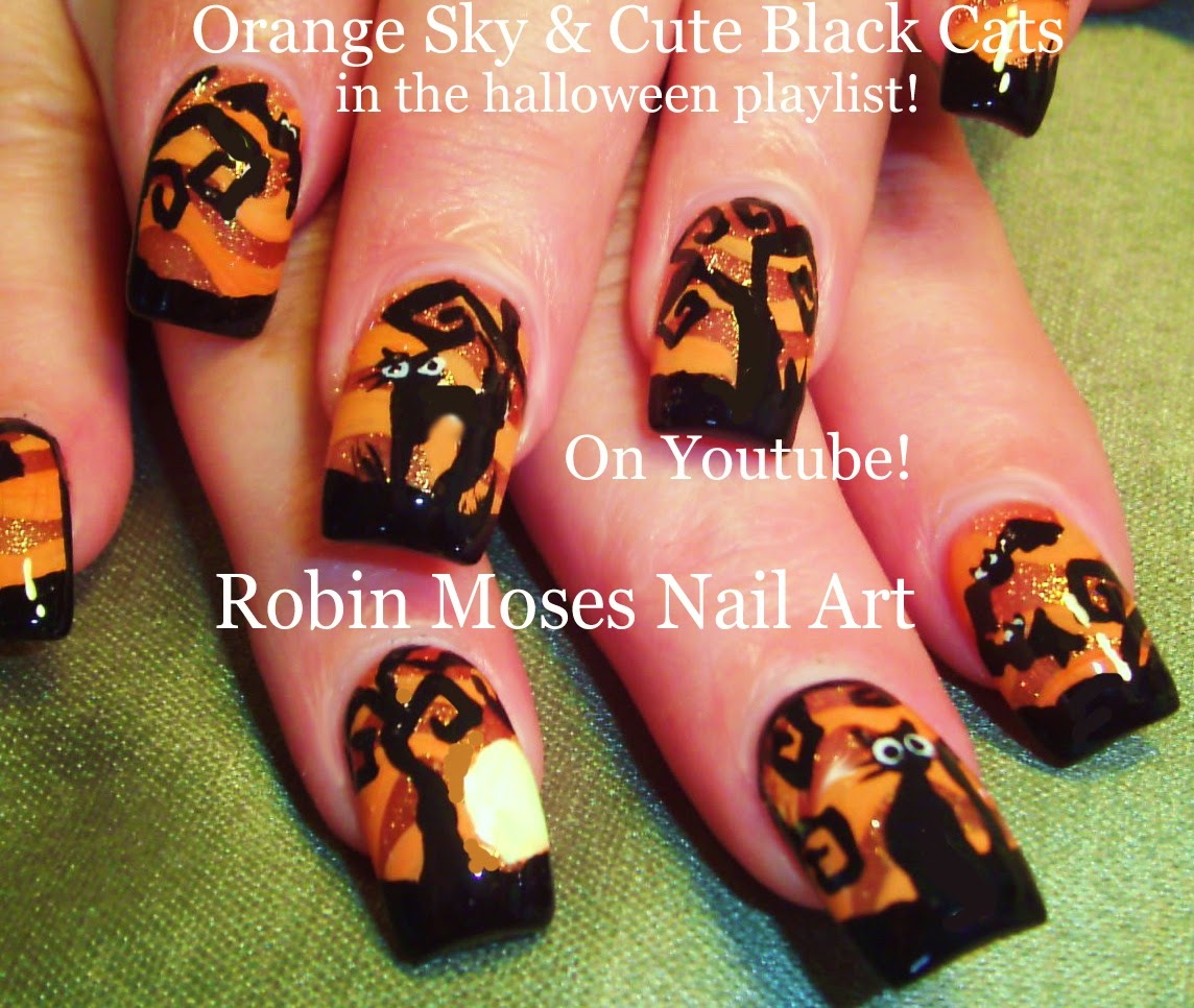 Robin Moses Nail Art "cat clip art" "halloween cats" "halloween nails