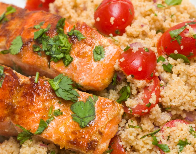 Lemony Salmon with Cherry Tomato Couscous