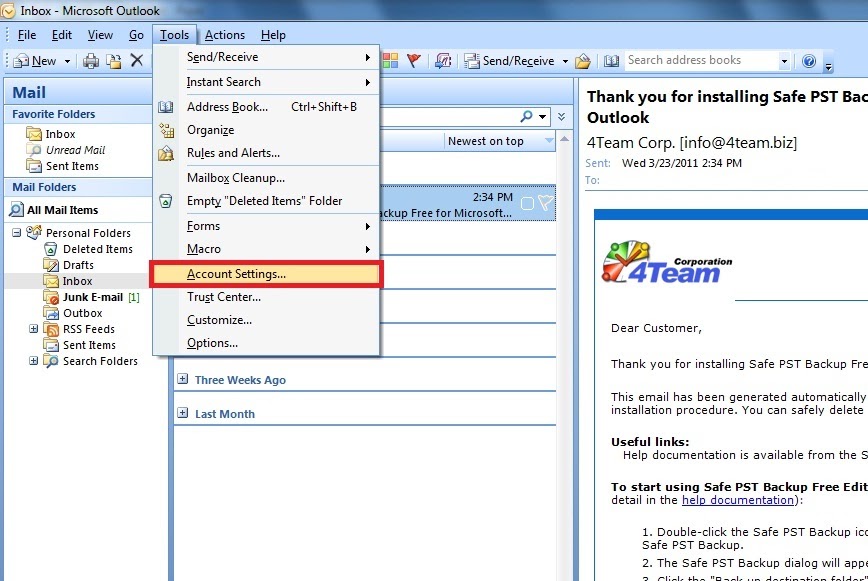 Microsoft Outlook Solutions How to add the backup PST file as a