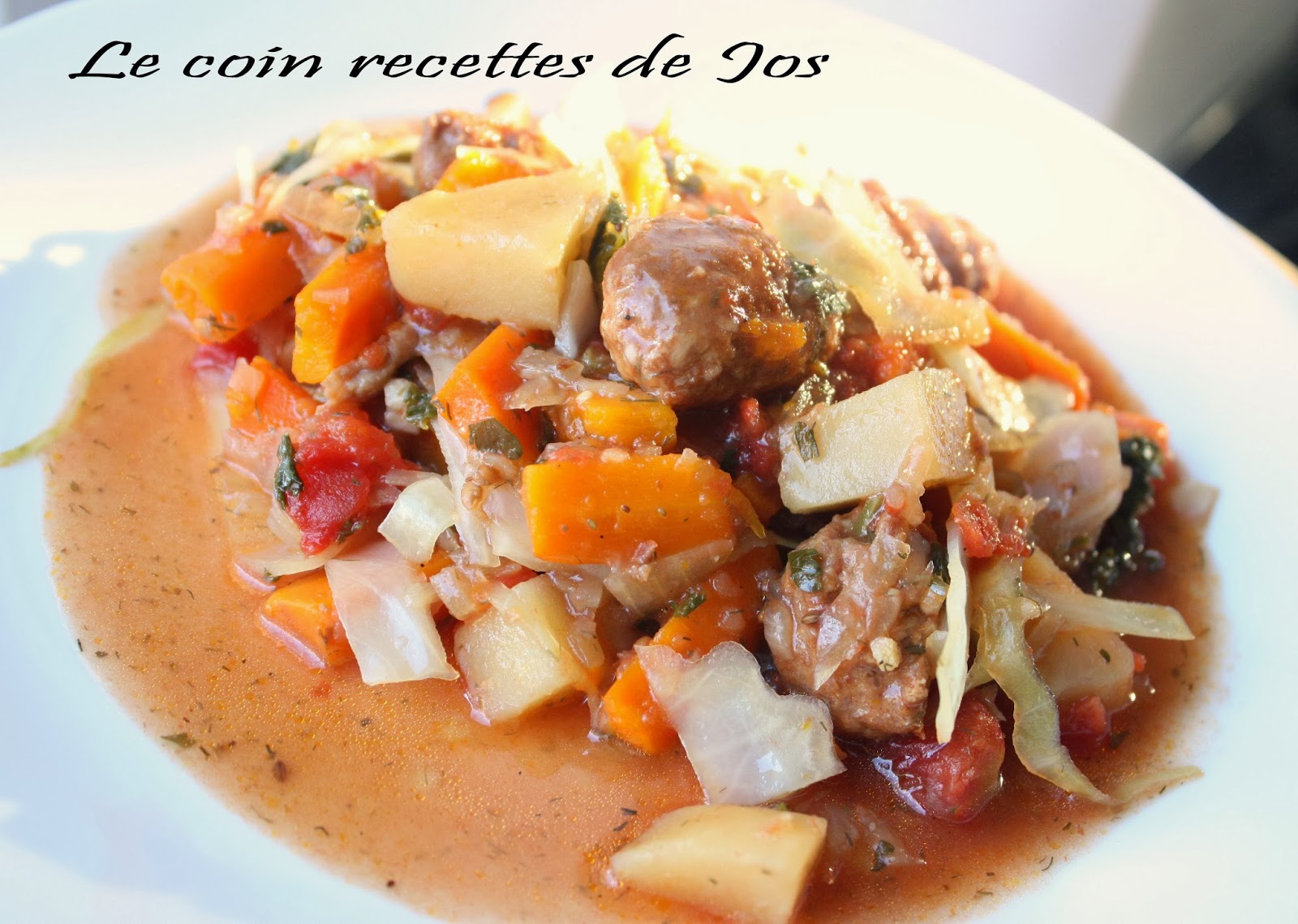 Le coin recettes de Jos: CASSEROLE DE SAUCISSES AU CHOU (MIJOTEUSE)