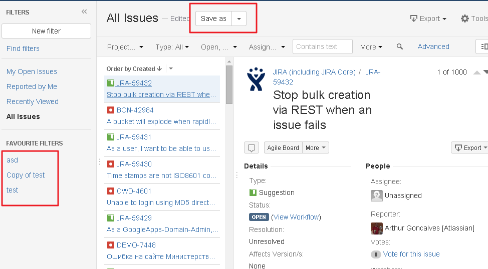 Filters In JIRA