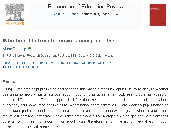 Statistics homework effectiveness