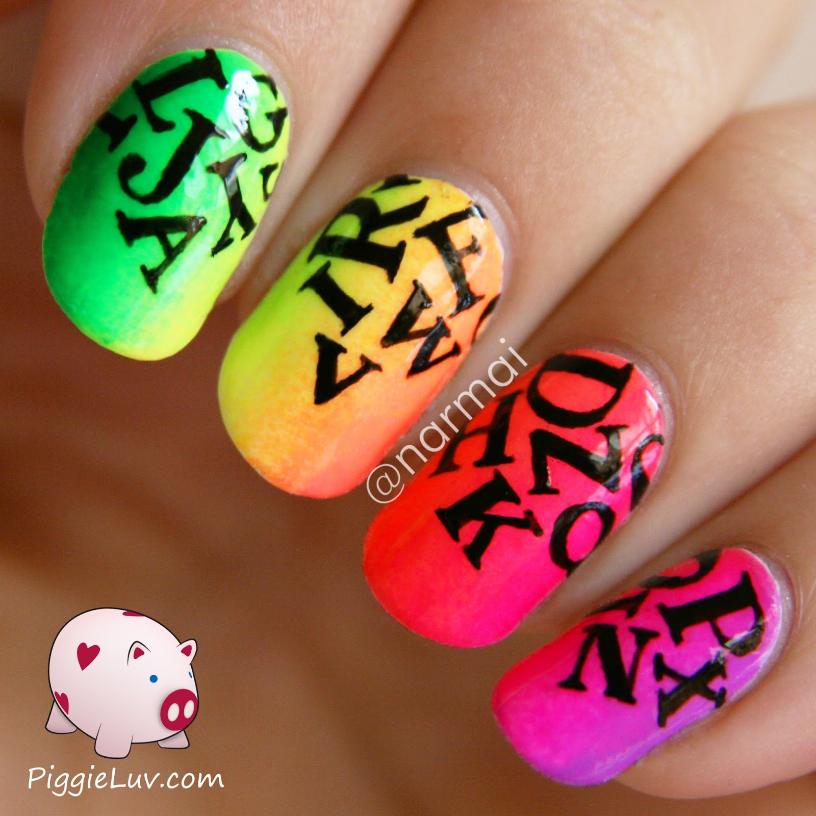 piggieluv neon letter rain
