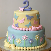 Butterflies and Flowers Birthday Cake