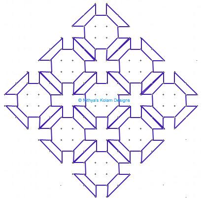 Nithya's Kolam Designs: Kolam 12: Dots Kolam 18 x 2