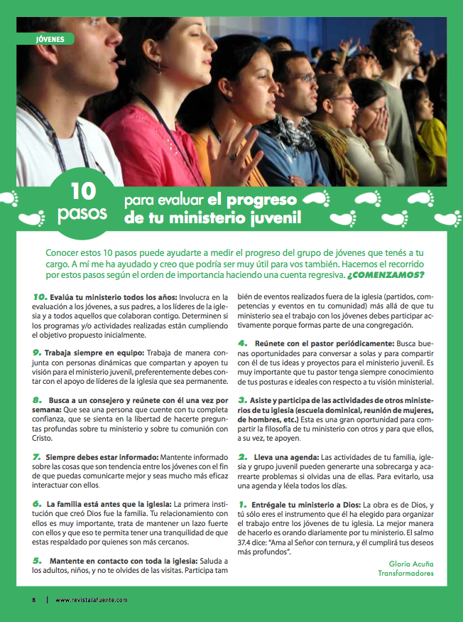 10 pasos para evaluar el progreso de tu ministerio juvenil | Revista La  Fuente