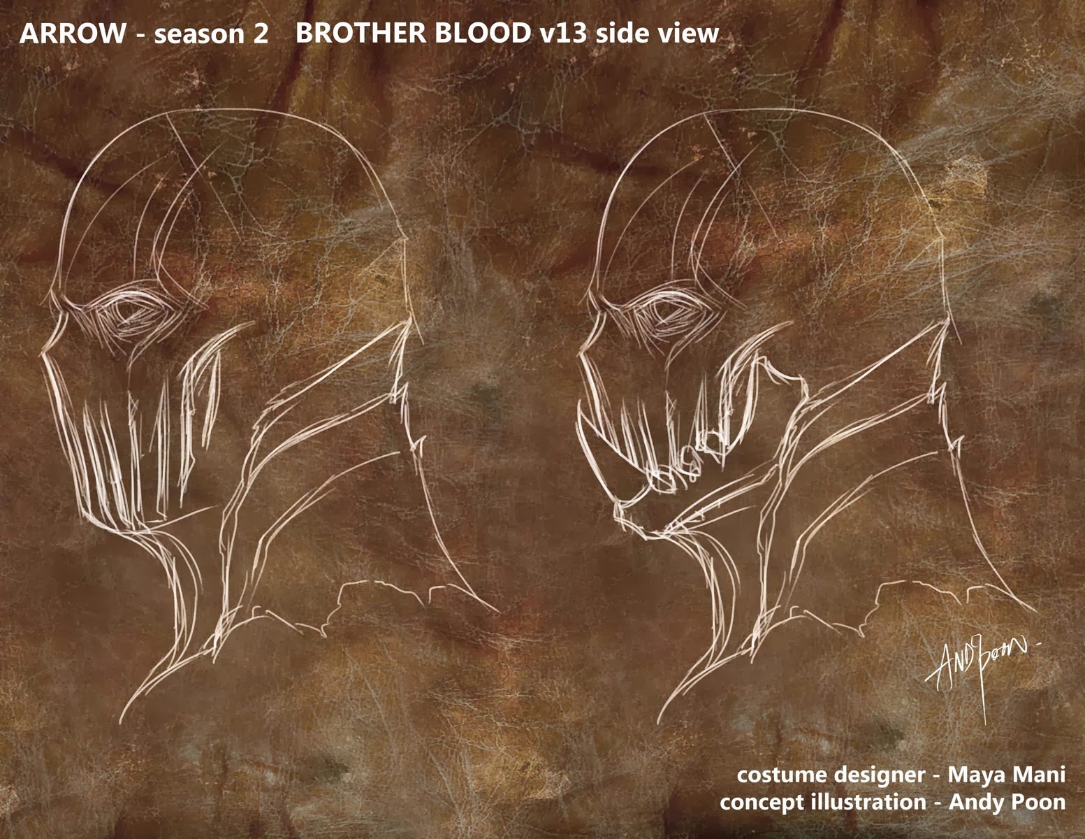 ARROW Concept Art of Oliver Queen and Brother Blood's Mask by Any Poon