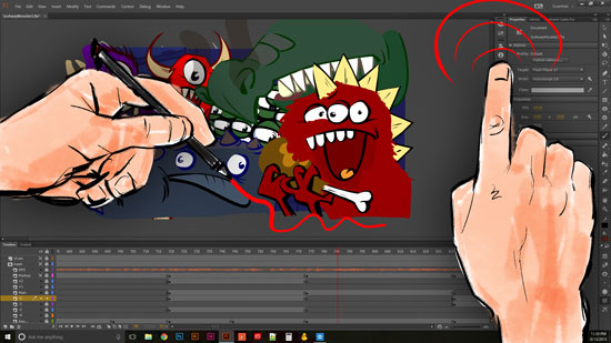 Drawing "Go Away Monsters" in Adobe Flash CC