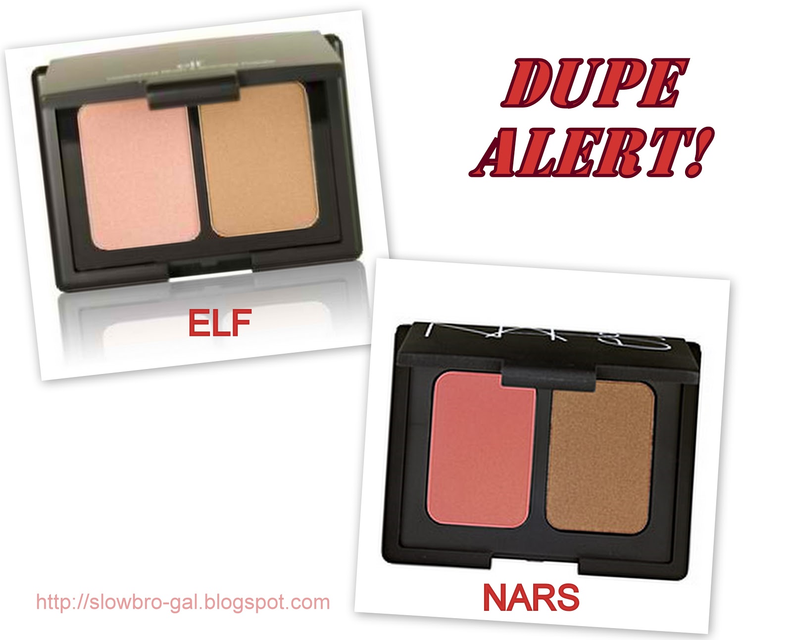 Dupe Alert NARS Blush & Bronzer Duo vs. ELF Contouring Blush