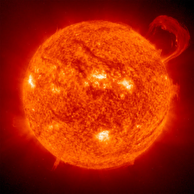 SOHO image of the Sun with a handle-shaped Prominence!