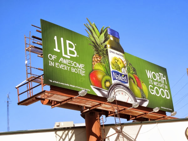 Naked Juice 1LB of awesome in every bottle billboard February 2013 Naked Juice 1LB of awesome in every bottle billboard