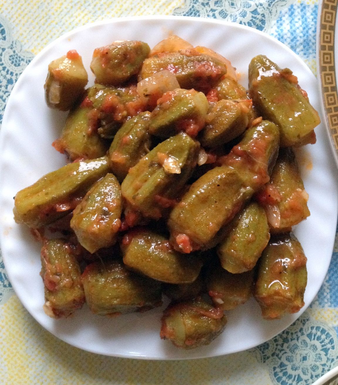 Moroccan okra in tomato sauce Mloukhiya b' Maticha Fleur d'oranger