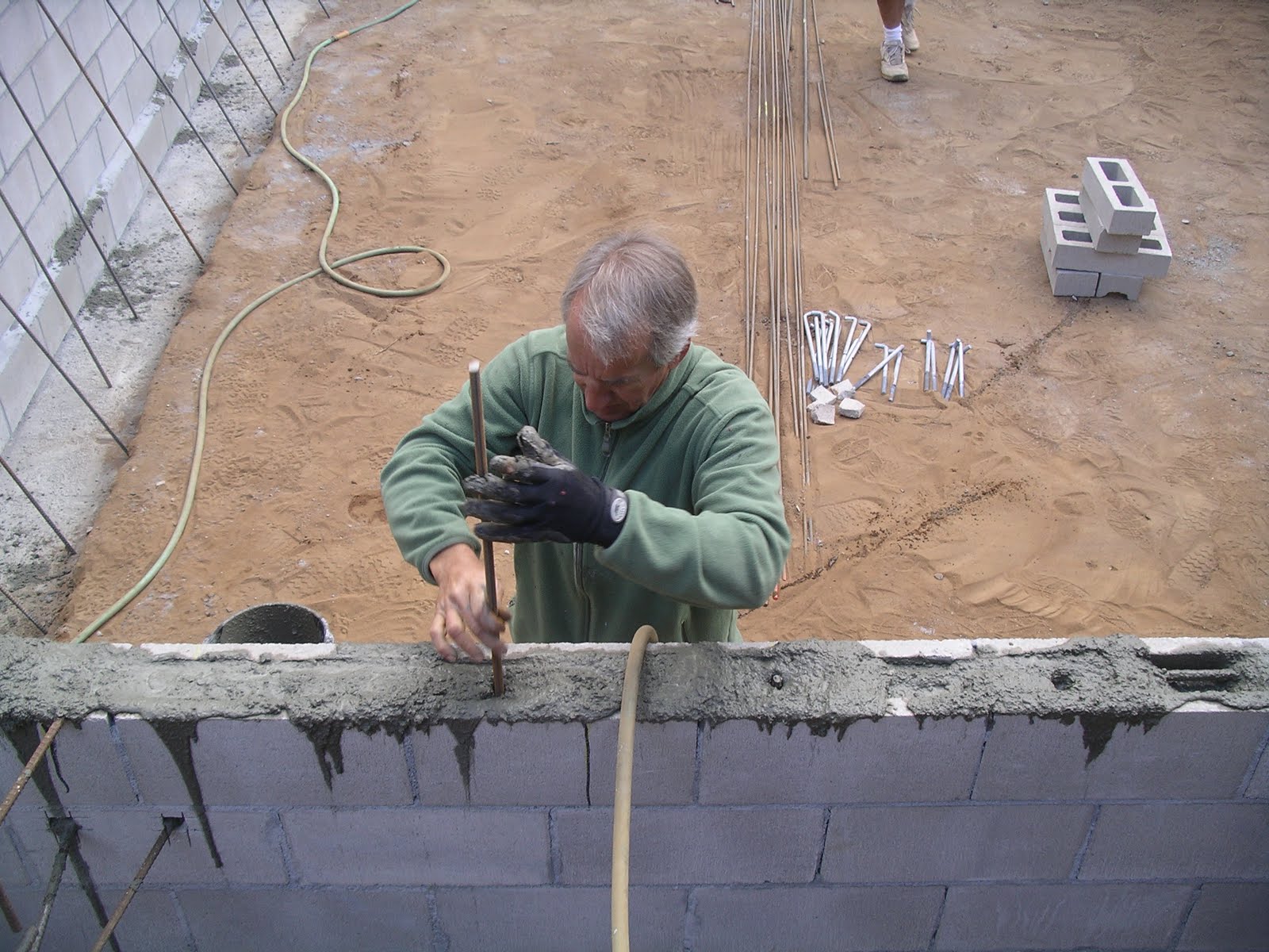 Home Remodeling Step By Step Step 12 Grouting the Retaining Wall