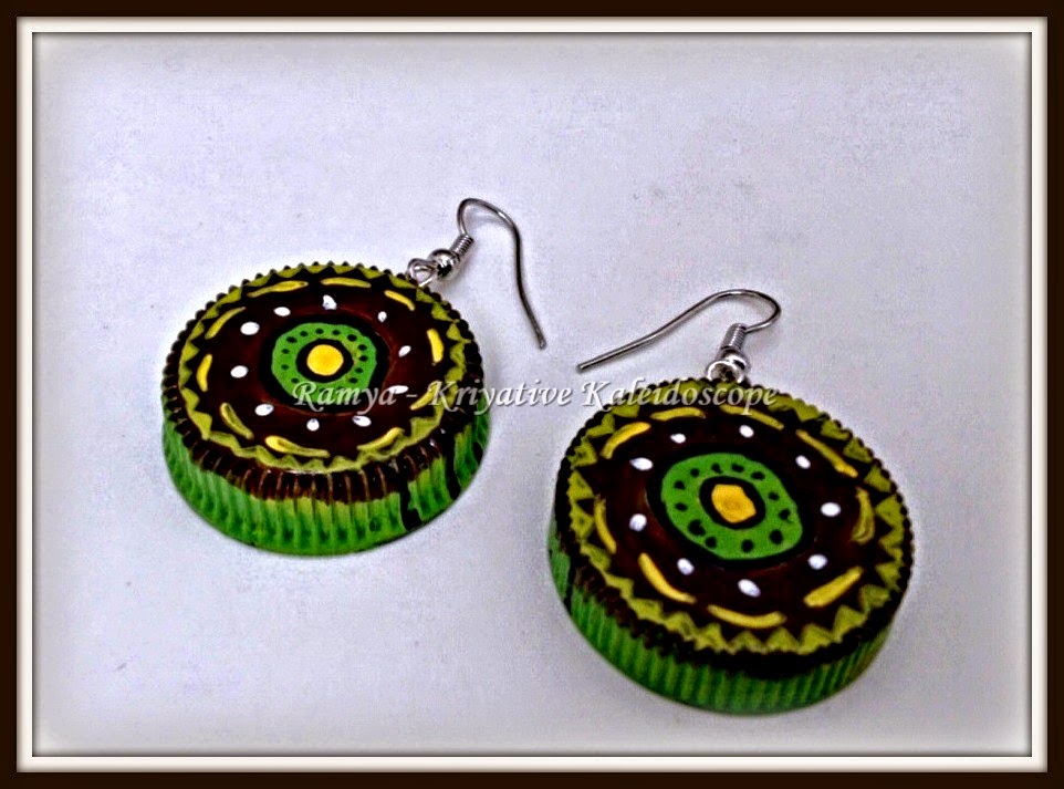 RECYCLED BOTTLE CAP EARRINGS KRIYATIVE KALEIDOSCOPE