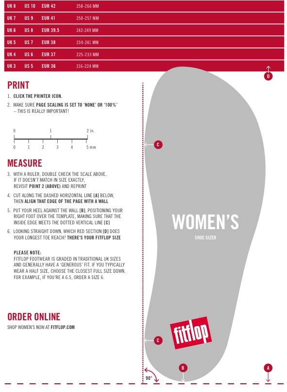 fitflops size chart