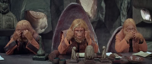 See no evil, hear no evil, speak no evil from Planet Of The Apes (1968)