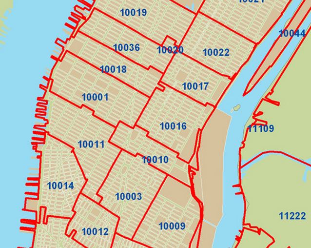 New York Zip Code Map Wallpaper.