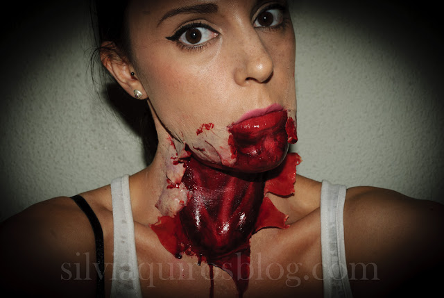 Maquillaje Halloween 1: Cuello pelado, Halloween Makeup 1: peel off neck, efectos especiales, special effects, Silvia Quirós