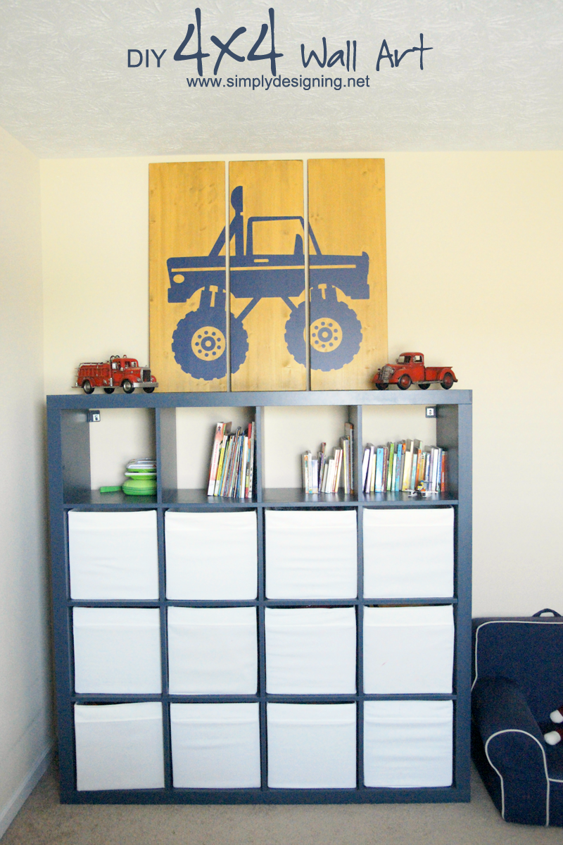 DIY 4x4 Wall Art | recreate this simple but impressive large art work for any boys room! | #homedecor #diy #crafts #4x4 #vinyl #paint