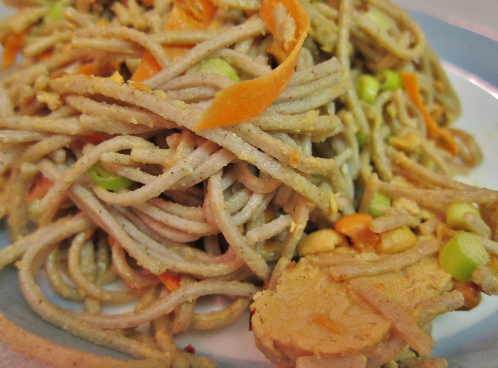 The Vegan Chronicle Spicy Soba Noodles with Chicken in Peanut Sauce