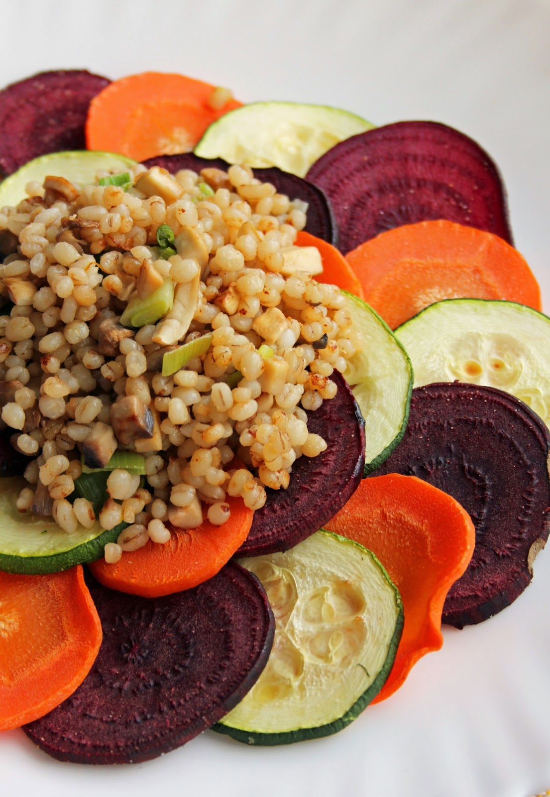 Jo and Sue Roasted Beets, Carrots, Zucchini With Stir Fried Barley