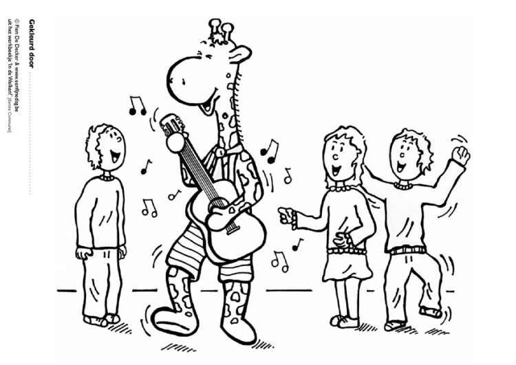 Coloring & Activity Pages: Giraffe Playing the Guitar Coloring Page