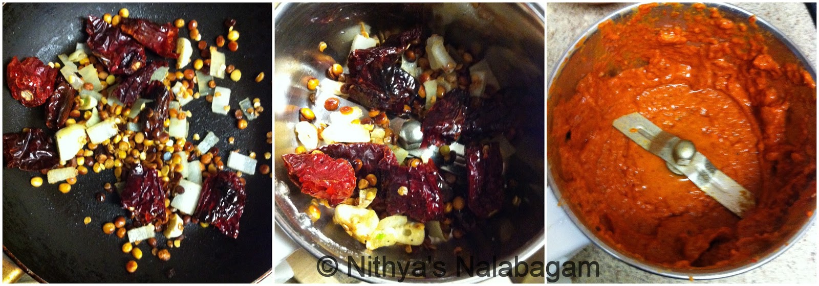 Red chutney for Mysore Masala Dosa Nithya's Nalabagam