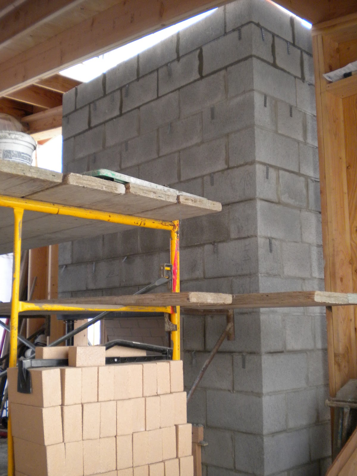 BOISINEAU MASONRY Cmu chase and flue liners are now at roof level.