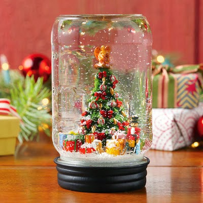 Recycled Jar Snow Globe Ornaments