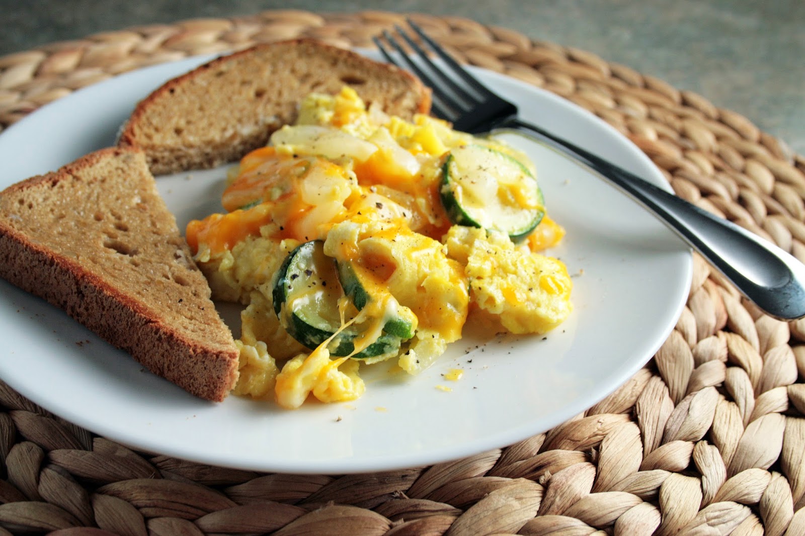 Lazy Gluten Free Zucchini Scrambled Eggs