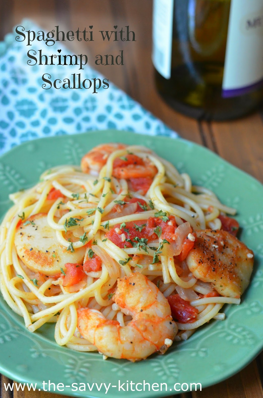 The Savvy Kitchen Spaghetti with Shrimp and Scallops