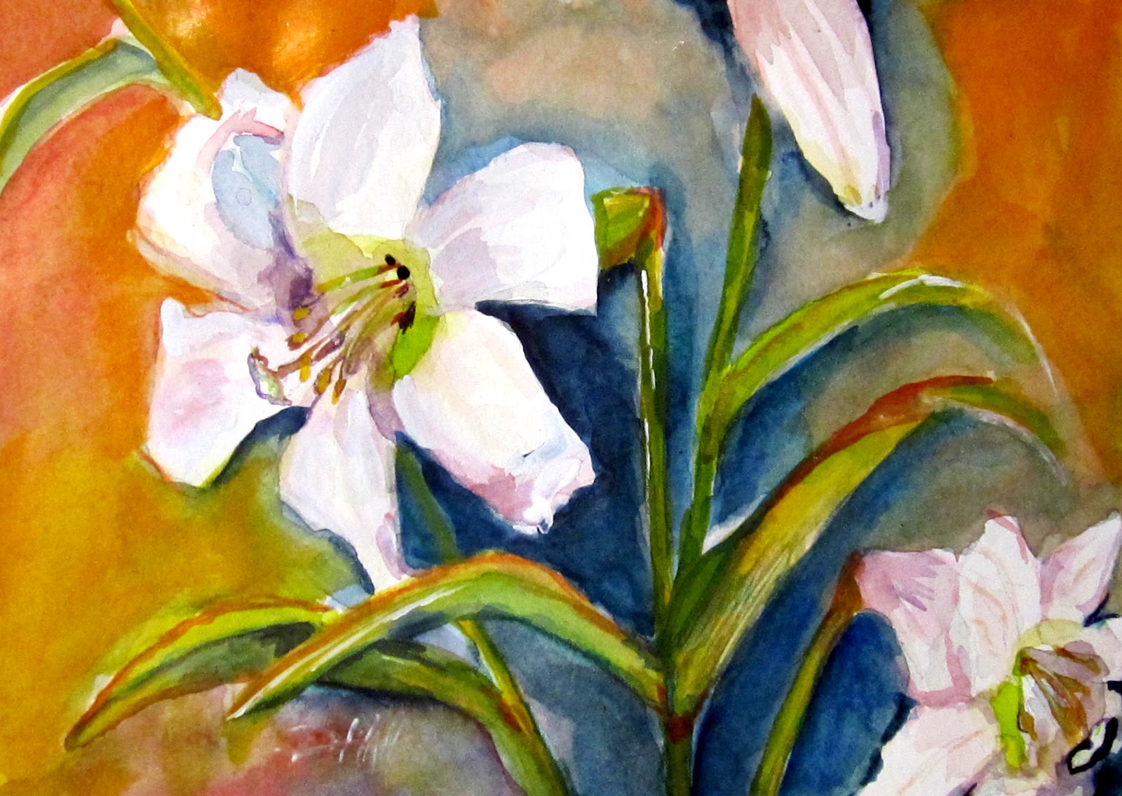 Easter Lillies painted in watercolor