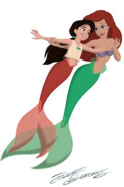melody and ariel, melody little mermaid, the little mermaid, disney, disney clipart