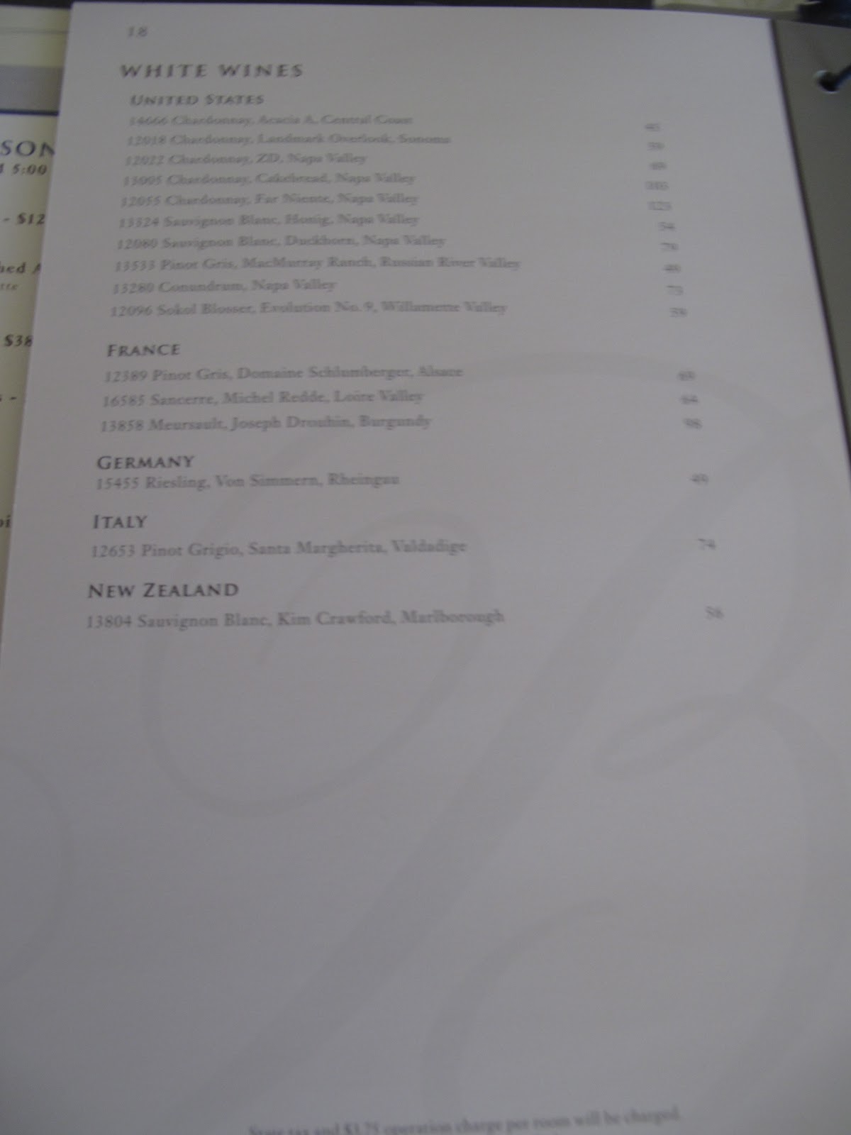 LAS VEGAS DAZE Bellagio Room Service Menu